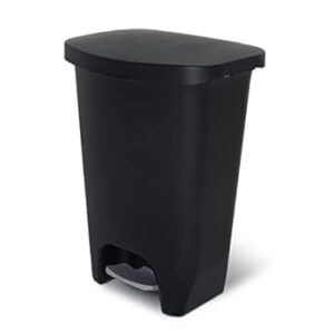 Glad 13 Gallon Trash Can | Plastic Kitchen Waste Bin with Odor Protection of Lid | Hands Free with Step On Foot Pedal and Garbage Bag Rings, Black