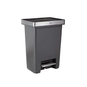 Rubbermaid Premier High-Capacity Step-On Trash Can, 19 Gallon, Single or Dual Stream Trash or Recycling, Charcoal, Stainless-Steel Rim, Lid Lock, Quiet Lid, for Home/Kitchen/Garage/Apartment