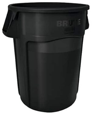 Rubbermaid Commercial Products BRUTE Heavy-Duty Round Trash/Garbage Container, 44-Gallon, Black, for Landscapers/Construction Sites/Restaurants/Back of House/Offices/Warehouses/Commercial Environments