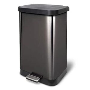 Glad 20 Gallon / 75.5 Liter Extra Capacity Stainless Steel Step Trash Can with CloroxTM Odor Protection, Pewter