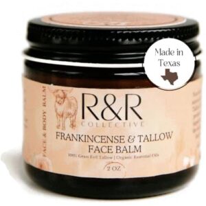 Handmade Tallow Face Moisturizer- 100% Grass Fed Beef Tallow for Skin Care- Handmade Whipped Frankincense and Tallow Balm- Sensitive & Dry Skin, Eczema, Psoriasis- 2 FL. oz. (Frankincense Face)