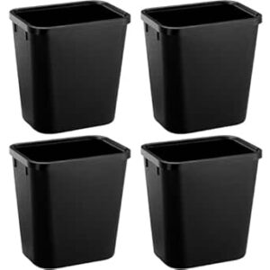 Black Small Trash Can 4Pack, 2Gallon/8 L Plastic Office Trash Can Garbage Can Under Desk, Trash Cans for Bedroom, Office and Kitchen, Bathroom Trash Can Fits Narrow Space, Plastic Trash Can