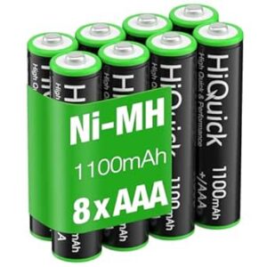 HiQuick Rechargeable AAA Batteries 8 Pack, 1100mAh NiMH Triple AAA Batteries Pre-Charged