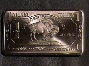 Rare Mint 1oz Troy Ounce Nickel Bullion Bar 999 Pure Fine