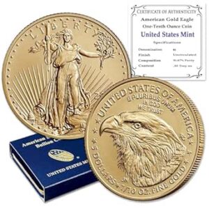 2024 ‎- 1/10 oz American Gold Eagle Coin Brilliant Uncirculated with Original United States Mint Box and a Certificate of Authenticity $5 Seller BU