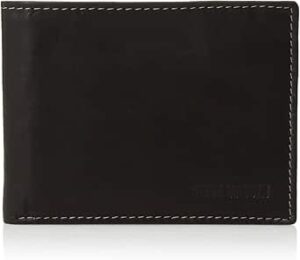 Steve Madden Men's Slim Leather Wallet with Extra Capacity Attached Flip Pockets