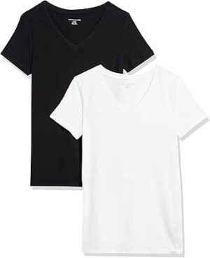 Amazon Essentials Women's Classic-Fit Short-Sleeve V-Neck T-Shirt, Multipacks