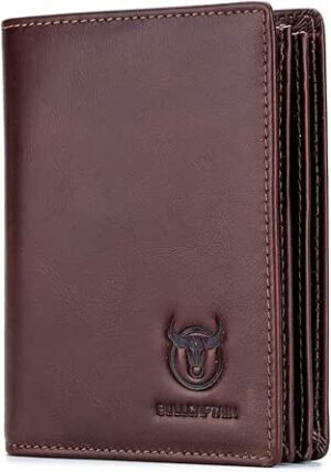 BULLCAPTAIN Large Capacity Genuine Leather Bifold Wallet/Credit Card Holder for Men with 15 Card Slots QB-027