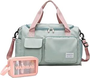 Small Gym Bag for Women, Travel Duffle Bag Carry On Weekender Bag with Shoe Compartment