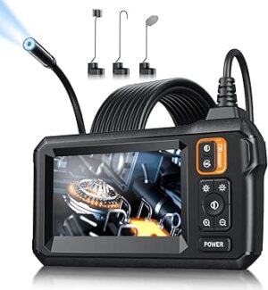 Endoscope Camera with Light, Inspection Borescope Camera with 4.3" IPS Screen, 1920P HD with 8 LED Lights, 16.4FT Semi-Rigid Cord Bore Scope, IP67 Waterproof Endoscope for Sewer, Tools(Orange)