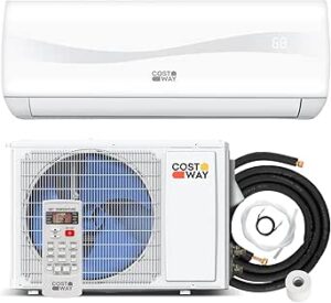 COSTWAY 12000BTU Mini Split Air Conditioner& Heater, 20 SEER2 115V Wall-Mounted Ductless AC Unit Cools Rooms up to 750 Sq. Ft, Energy Efficient Inverter AC with Heat Pump (Blast Series)