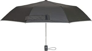 West Chester UMB340/OS Tri-Fold Umbrella - Black, 40 in., Pongee, Automatic Opening Umbrella with Fiberglass Ribs, Metal Shaft, Gray Trim