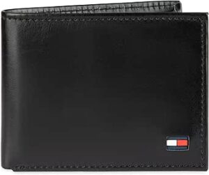 Tommy Hilfiger Men's Classic Logo Style Passcase Bifold Wallet with Multiple Card Slots and ID Window