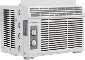 Amazon Basics Window Air Conditioner, 5000 BTU, Cools up to 150 Sq. Ft., White AC Unit, Mechanical Control