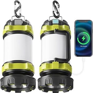 Alpswolf 2 Pack Camping Lantern Rechargeable, Led Lantern Camping Flashlight with 4000 Capacity Power Bank, 6 Modes, IPX4 Waterproof, Portable Rechargeable Lanterns for Power Outage, Hiking, Outdoor