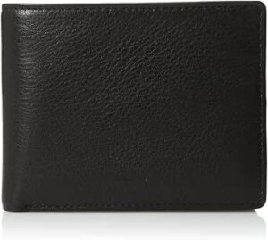 Perry Ellis Men's Park Avenue 100% Leather Wallet with Passcase, Bifold, Durable & Versatile, Black