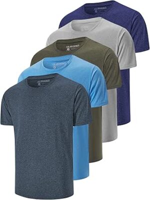 5 Pack Men's Dry Fit T Shirts Athletic Running Gym Workout Short Sleeve Tee Shirts for Men