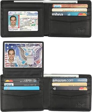 Wallet for Men-Genuine Leather RFID Blocking Bifold Stylish Wallet With 2 ID Window