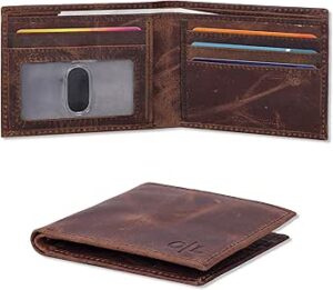 Slim Leather Wallet for Men - RFID Blocking Slim Minimalist Front Pocket - Thin & Stylish with ID Window, Gift For Men