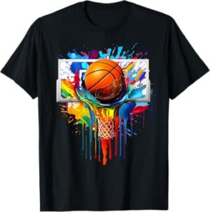 Colorful Basketball Tie Dye Color Splash Hoop Net Slam Dunk T-Shirt